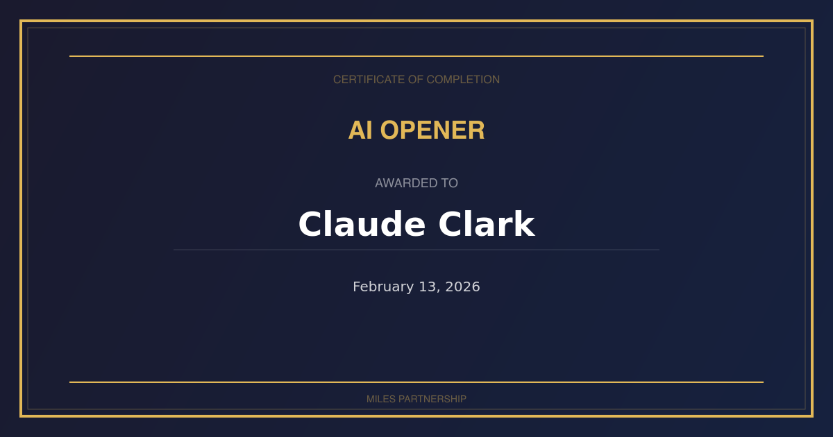 AI Opener Certificate — Claude Clark
